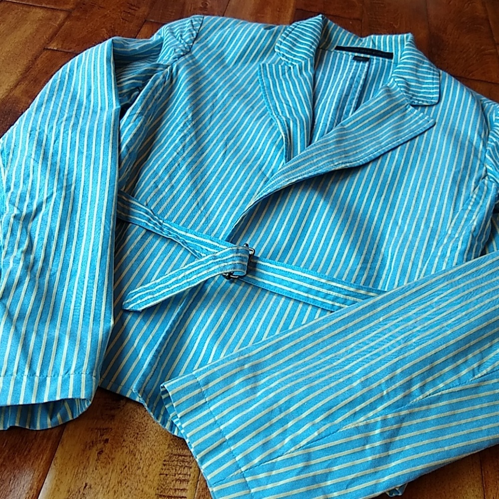 Sophisticated Blue and Yellow Striped Jacket